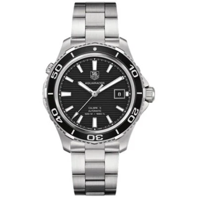 TAG Heuer Aquaracer WAK2110.BA0830 Caliber 5 Black Dial 41mm Steel Men's Watch - Image 1 of 4