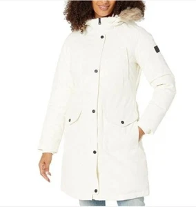 Lauren By RALPH LAUREN Women’s MEDIUM Fur Trimmed JACKET Hooded White COAT $290 - Picture 1 of 18