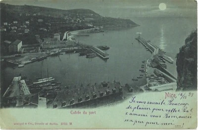 Nice France Port Entrance Bird's Eye View of The Port Vintage Postcard - Image 1 of 2