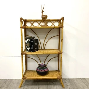 1970s Vintage Italian style bamboo bookcase book shelf plant stand - Picture 1 of 9