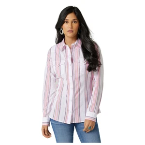 112327248 Wrangler Women's Retro Western Snap Shirt - White Multicolor NEW - Picture 1 of 7