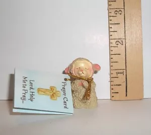 MINIATURE RESIN LAMB FIGURINE WITH PRAYER CARD GREAT EASTER STOCKING STUFFER - Picture 1 of 3