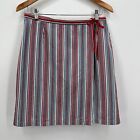 Vintage Ann Taylor Skirt Womens 10 Red White Blue Striped Wrap Short 90s Cotton