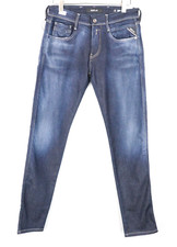 REPLAY Anbass Men Jeans W30/L30 Classic Dark Blue Zip-Fly High Stretch Slim