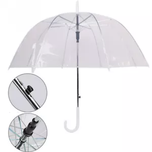 46"in Arc Clear Full Dome Umbrella Transparent Automatic Parasol Wedding Party - Picture 1 of 15
