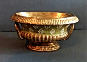 Vintage Bowl Redware Italian Hand Painted Gold Gilding Floratine Signed Italy - Picture 1 of 12
