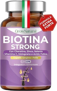 BIOTINA STRONG Integratori per Capelli Biotina Cheratina e Zinco Vitamine - Foto 1 di 6