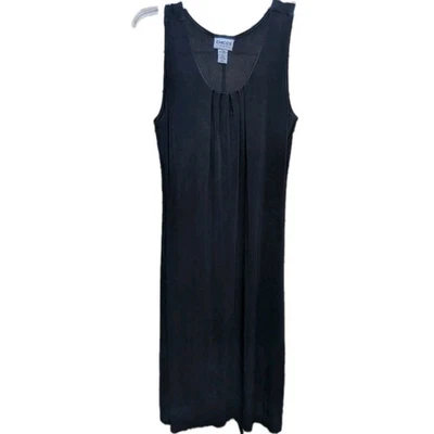 Vestido regata Chico's Travelers tamanho 1 M preto plissado corpete slinky SL Flowy Chicos - Imagem 1 de 4