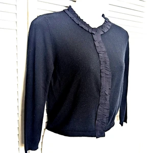 MAX MARA Pianoforte Kaschmir Seide Strickjacke Pullover 3/4 Arm schwarz Ripsband - Bild 1 von 16