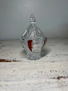 VTG Nachtmann Lead Crystal Candy Dish Ruby Red Cut to Clear Lidded Jar - Picture 1 of 6