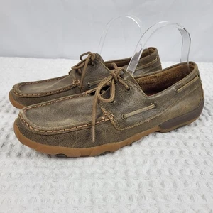 Twisted X Driving Moccasins Boat Shoes Women's 11 Brown Loafers Western New - Picture 1 of 2