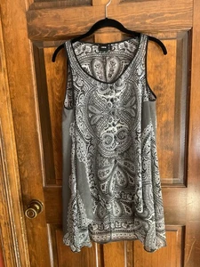 ASOS Sz 4 Black/Gray Paisley Sheer Sleeveless Asymmetrical Hem Cover Up/Top - Picture 1 of 5