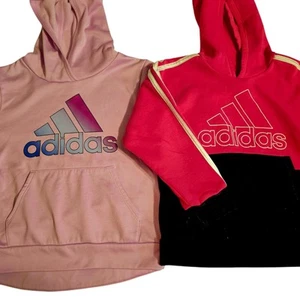 Adidas Girls Hoodie Lot Size 7 Sweatshirts Clothes Adidas Pink Black - Picture 1 of 9
