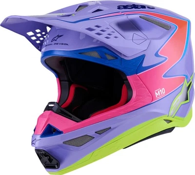 Alpinestars Supertech M10 Jett Lawrence R01 MX Offroad Helmet Pink/Purple/Lime - Image 1 of 4