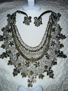 Vintage Hand Perlen Pailletten Schal Capelet Kragen CoverUp Bauchtanz Kostüm Halskette - Bild 1 von 9