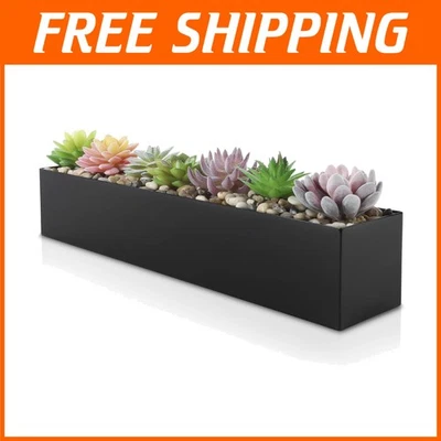 Maceta suculenta rectangular de acero inoxidable Foto 1 de 4