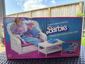 Mattel 80er Barbie Dream Furniture Collection Fashion Stuhl Liege & Beistelltisch - Bild 1 von 14