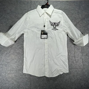 El General Mens Shirt Medium White Button Up 3/4 Sleeve Affliction Style Western - Picture 1 of 10