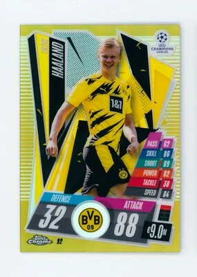 2021-22 Erling Haaland Topps Chrome Match Attax Gold Refractor Dortmund 36/50 - Image 1 of 3