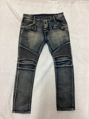 Jeans fino BALMAIN bicicleta com nervuras azul ácido tamanho 36 masculino Itália - Imagem 1 de 4