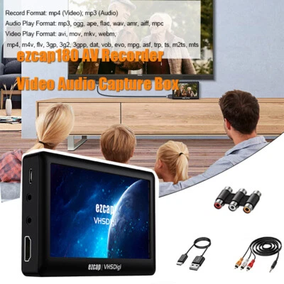VHS Video to Digital Converter Video Capture Box Recorder Video with Screen U3G6 - Image 1 of 4