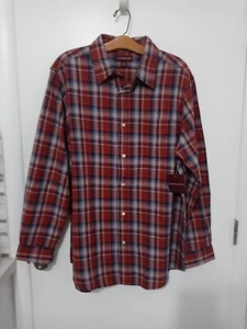 Vintage Sears Covington Men's Button Down Indigo Woven Plaid Shirt - Picture 1 of 8