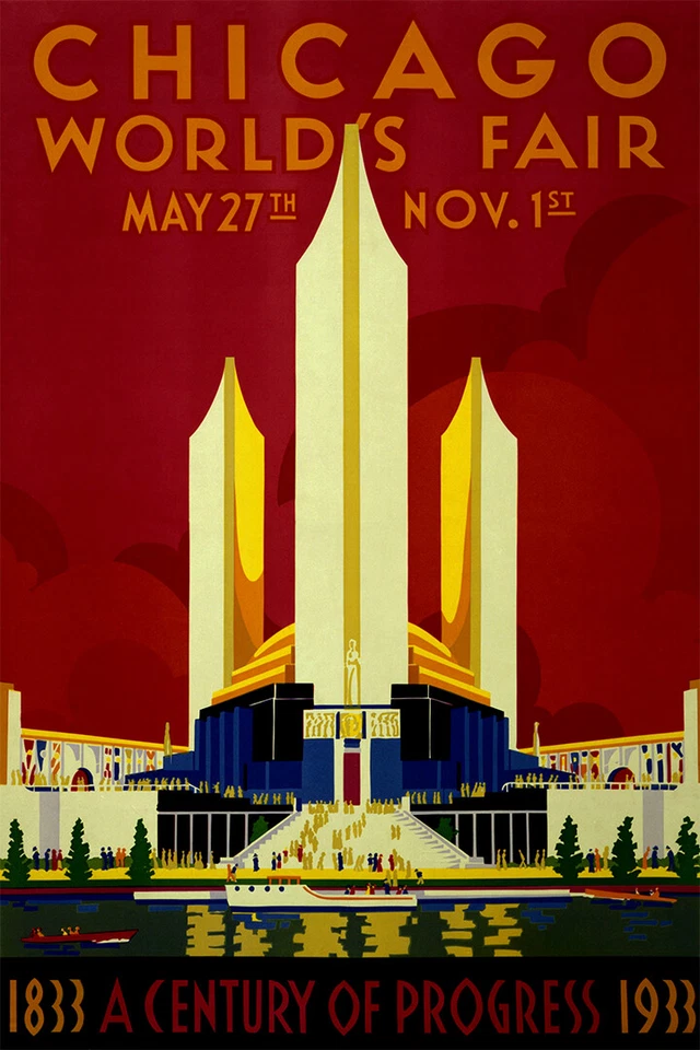 Chicago Worlds Fair Expo 1933 Original Vintage Wall Art - POSTER 20x30 - Image 1 of 4