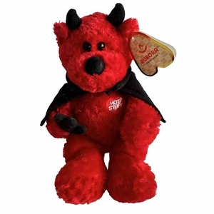 Rare Aurora Red Devil Bear Plush Hot Stuff Heart Valentines Day Beanie Cape Toy - Imagen 1 de 10