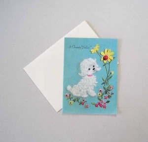 Thinking of You Greeting Card White Dog Lady Bug Coronation Collection Envelope - Picture 1 of 4
