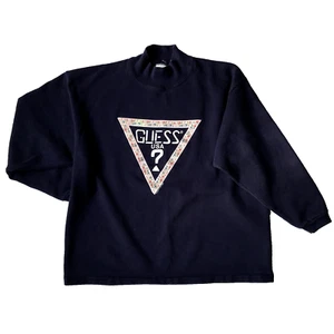 Vintage Guess Sweatshirt OS Mock Neck 80s Triangle Logo Floral Made in USA - Picture 1 of 16