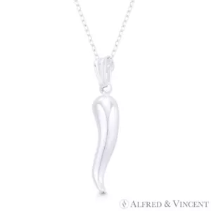Collar y Dije Cuerno Italiano Cuerno Mal de Ojo Suerte en Plata Esterlina 925 - Imagen 1 de 1