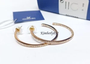Swarovski Vi Hoop Earrings Large/Light Rose Gold-PVD Crystal Auth NEW 5017089 - Picture 1 of 16