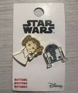 Star Wars Princess Leia & R2-D2 Buttons NEW - Picture 1 of 2