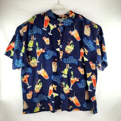 Vintage Big Dogs Linen Shirt Size 3XL Tiki Hawaiian Its Five Oclock Somewhere - Image 1 of 4