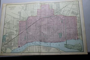 1904 Antique CRAM Map of DETROIT, MICHIGAN  / 14x22” - Picture 1 of 1
