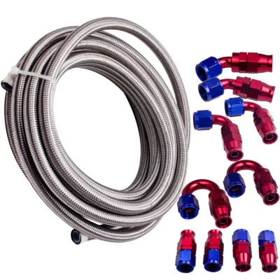 20FT AN8-8AN Intrecciato Olio Carburante Linea Tubo Kit Carburante Tubo - Immagine 1 di 4