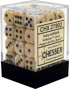 * Chessex Dice D6 Ivory and Black 36 Count CHX27802 - Picture 1 of 1