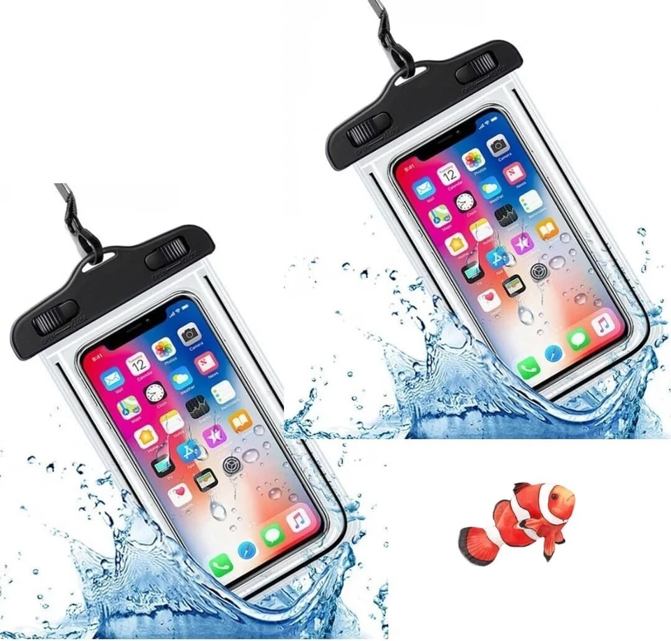 Pack Of 2 Waterproof Phone Pouch Underwater Case Cover Universal Dry Bag Mobile - Image 1 of 4