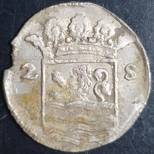 Provinz Niederländisch Niederlande Zeeland Zeelandia 2 Stuiver 1716 Silber ss - Bild 1 von 2