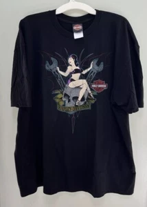 T-shirt Harley Davidson Pin Up ragazza e metallo caldo taglia 2XL nero ~ Pittsburgh PA - Foto 1 di 10