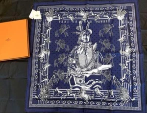HERMES Carre 55 Pani la Shar Pawnee Silk Scarf Kermit Oliver :JP - Picture 1 of 6
