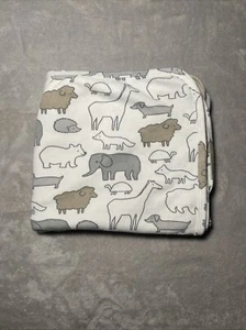 Carters Baby Blanket Animal Tan White Gray Jersey Knit Stretch Receiving Swaddle - Picture 1 of 4