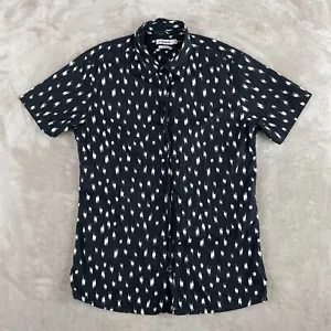J Lindeberg Shirt Men Small Black Geometric Slim Fit Short Sleeve Golf Designer - Picture 1 of 9