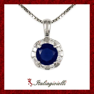 Fastosa Collana Zaffiro Donna in Argento 925 rodiato Oro Bianco - Foto 1 di 6