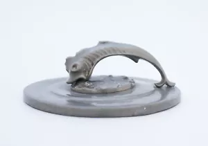 Hand mirror - Sweden - Art Nouveau - Pewter and Glass - Fish - Picture 1 of 8