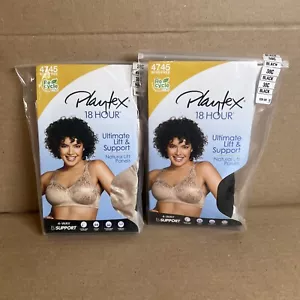 Lot of (2) Playtex 18-Hour Bras Size 38C WireFree 4745 Nude + Black- New - Picture 1 of 4