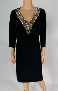 ST. JOHN Rhinestone/Beaded Long Dolman Sleeve Sheath Dress Size 10 - Picture 1 of 4