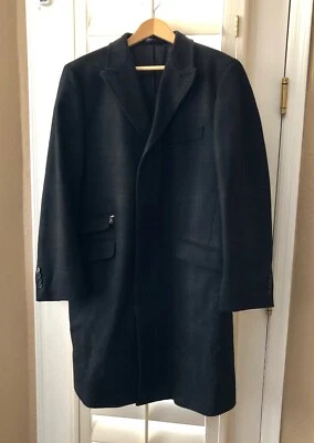 Cardinal of Canada "Peak" Black Wool Blend Long Over Coat Men's 42 R - Image 1 of 4
