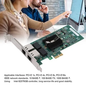 Network Card 82576Gb Chip Pci‑E X1 Gigabit Dual Port Electric Port Desktop DE - Bild 1 von 22