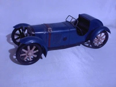 Vintage Pressed Steel Metal Blue 1930s Style Roadster  12" Long - Image 1 of 4